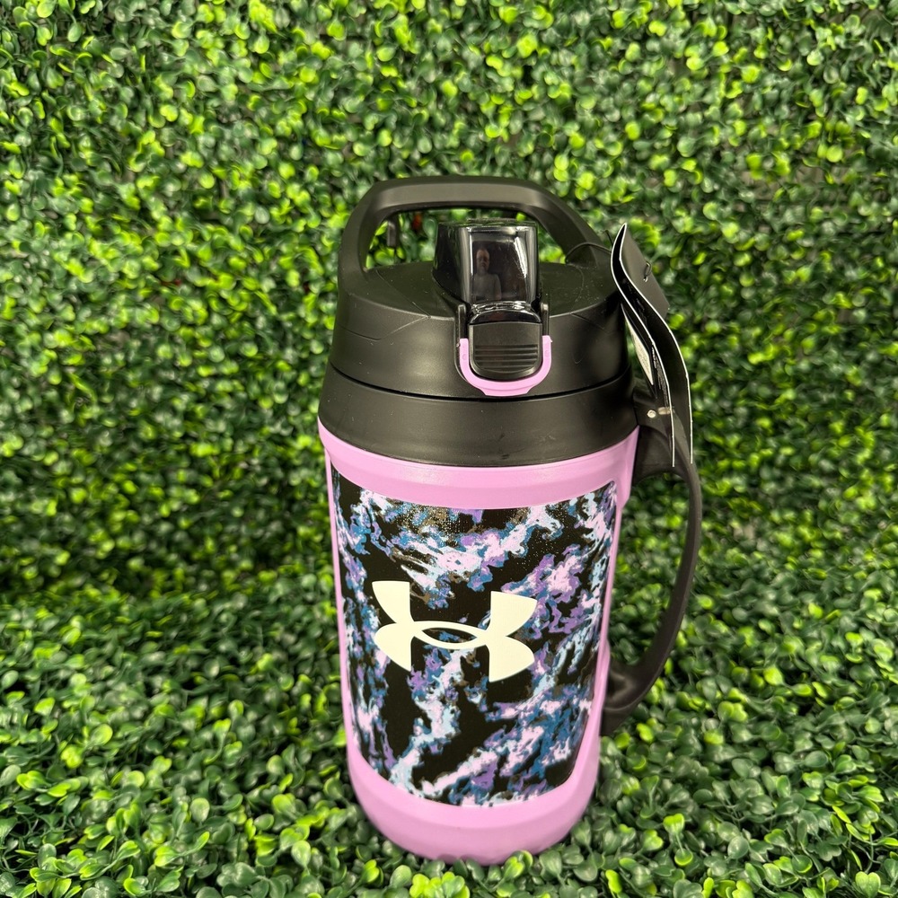 Under Armour 64oz Playmaker Jug Purple Black Marble Fence Hook Water Bottle